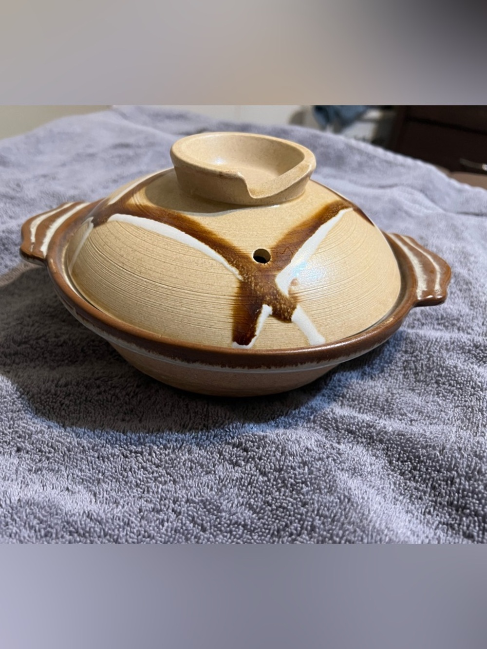 Donabe-Style Asian Stoneware Lidded Bowl With Vented Lid - Vintage